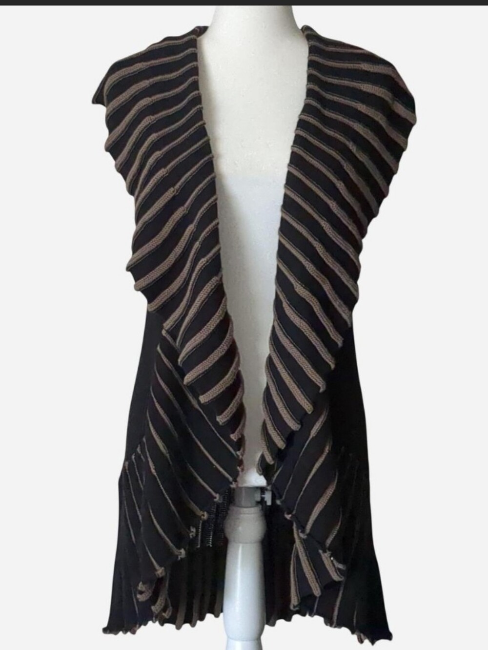 ✨ VINTAGE 00s Fairy Grunge Striped Waterfall Vest Cardigan ✨